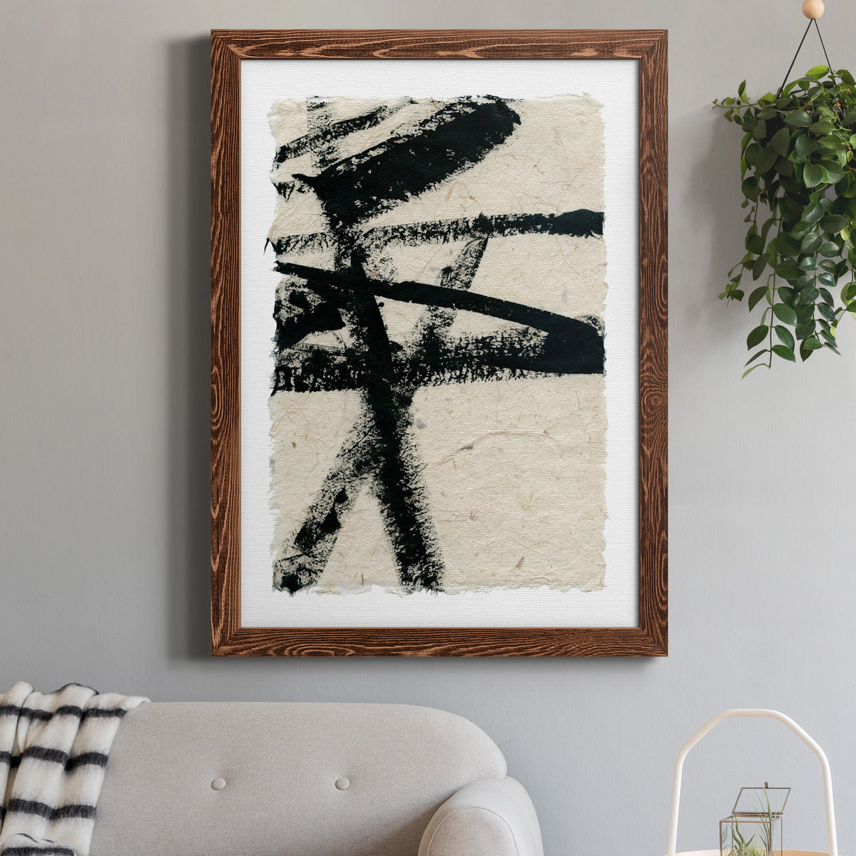 Lines Crossed III - Barnwood Framed Canvas Print