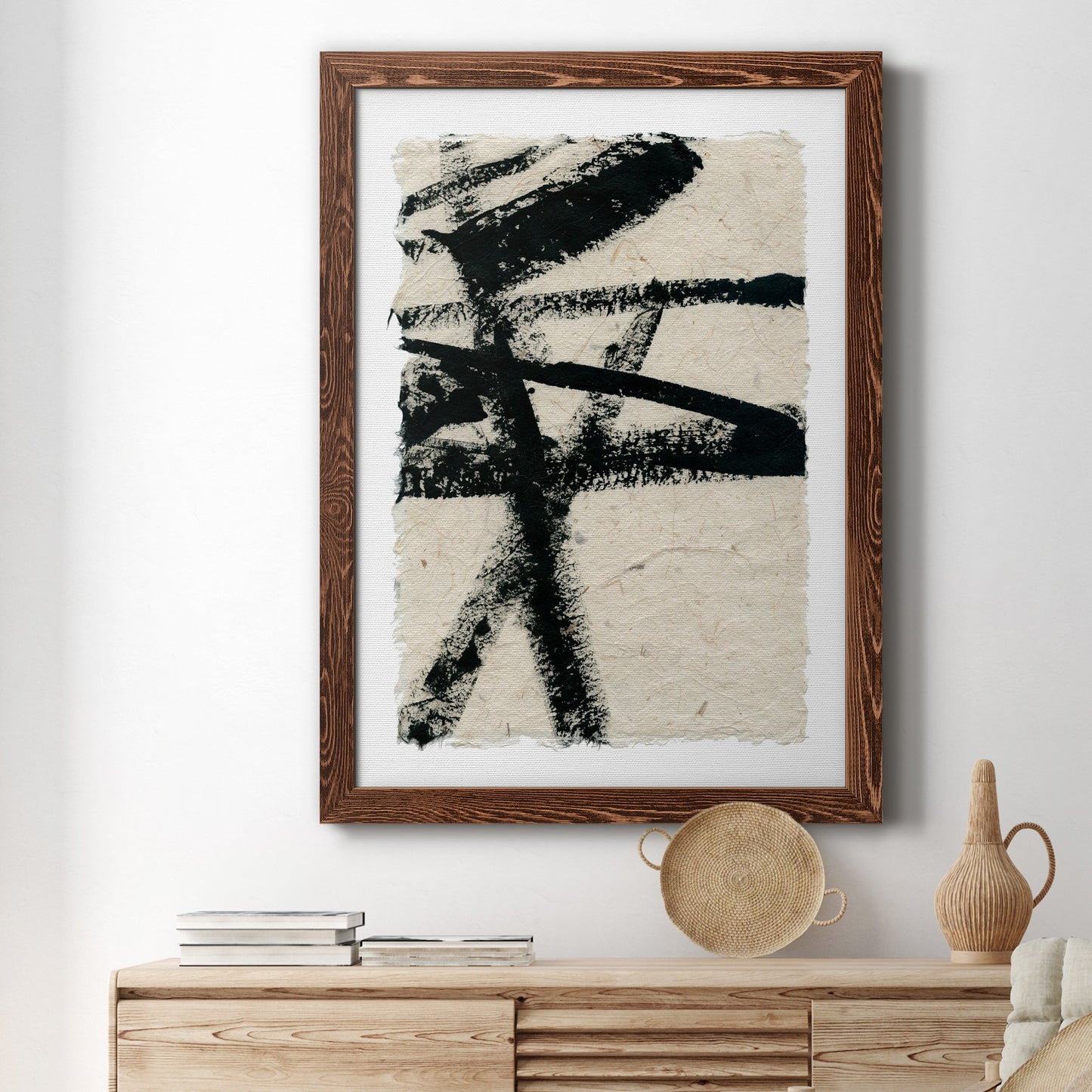 Lines Crossed III - Barnwood Framed Canvas Print