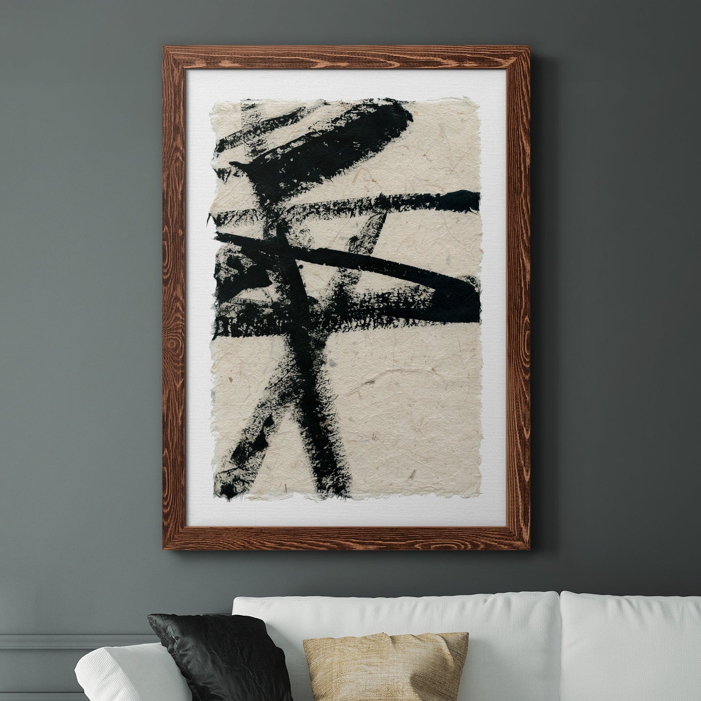 Lines Crossed III - Barnwood Framed Canvas Print