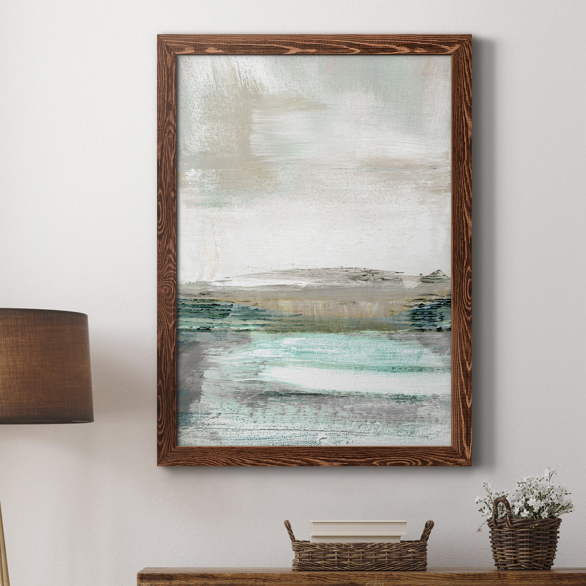 Summer Teal I - Barnwood Framed Canvas Print