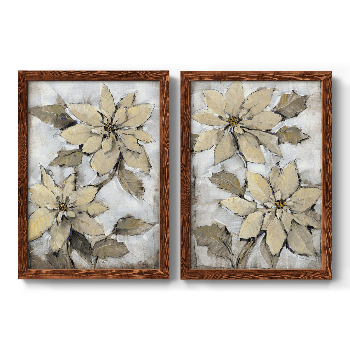Poinsettia Study I - Barnwood Framed Canvas Set
