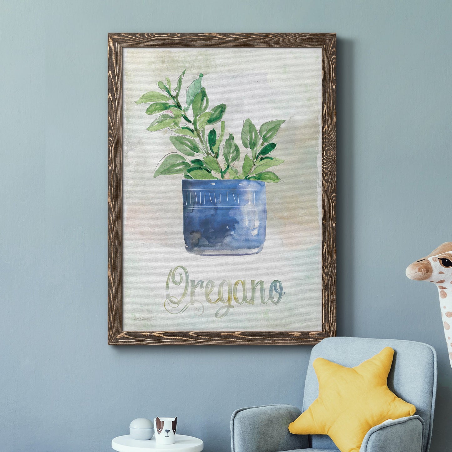 Potted Oregano - Barnwood Framed Canvas Print