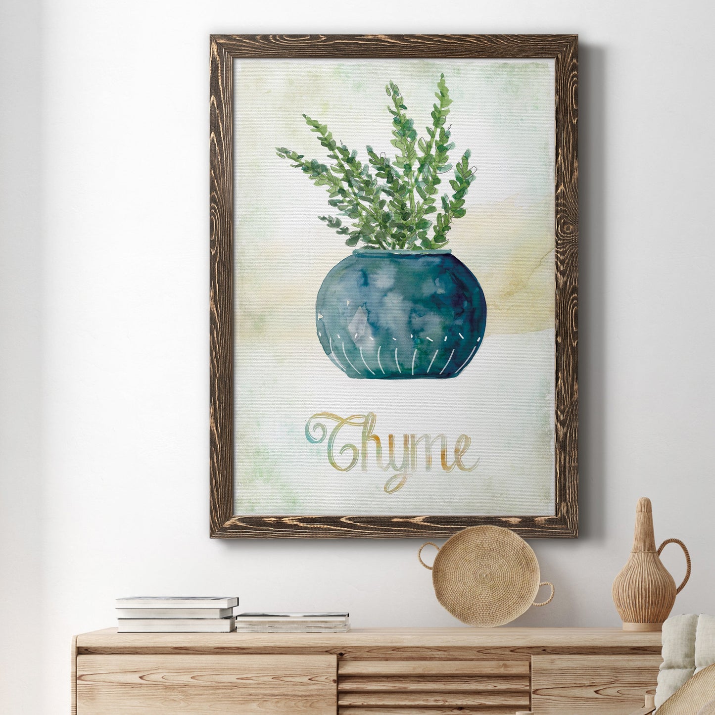 Potted Thyme - Barnwood Framed Canvas Print