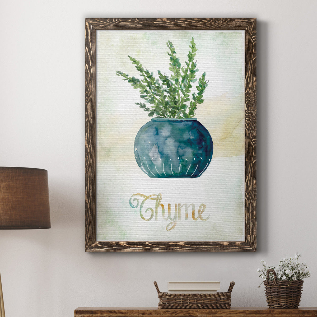 Potted Thyme - Barnwood Framed Canvas Print