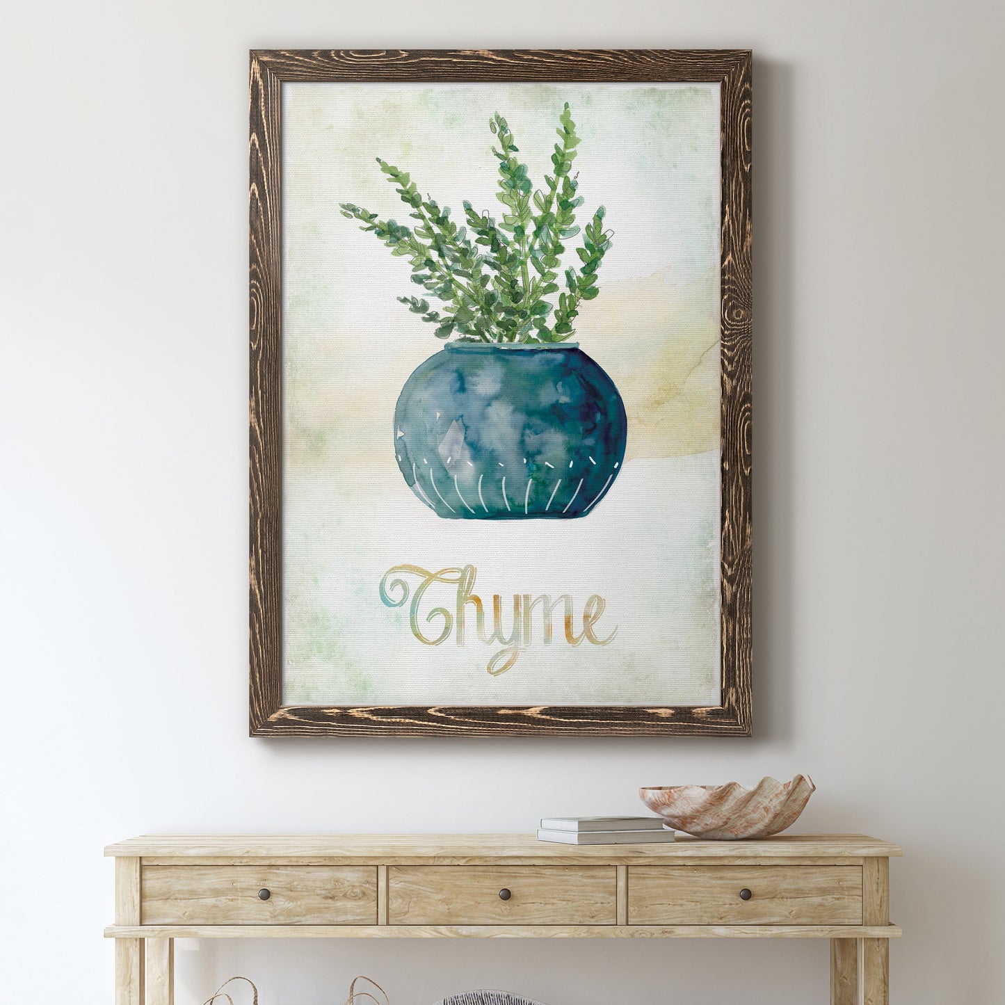 Potted Thyme - Barnwood Framed Canvas Print