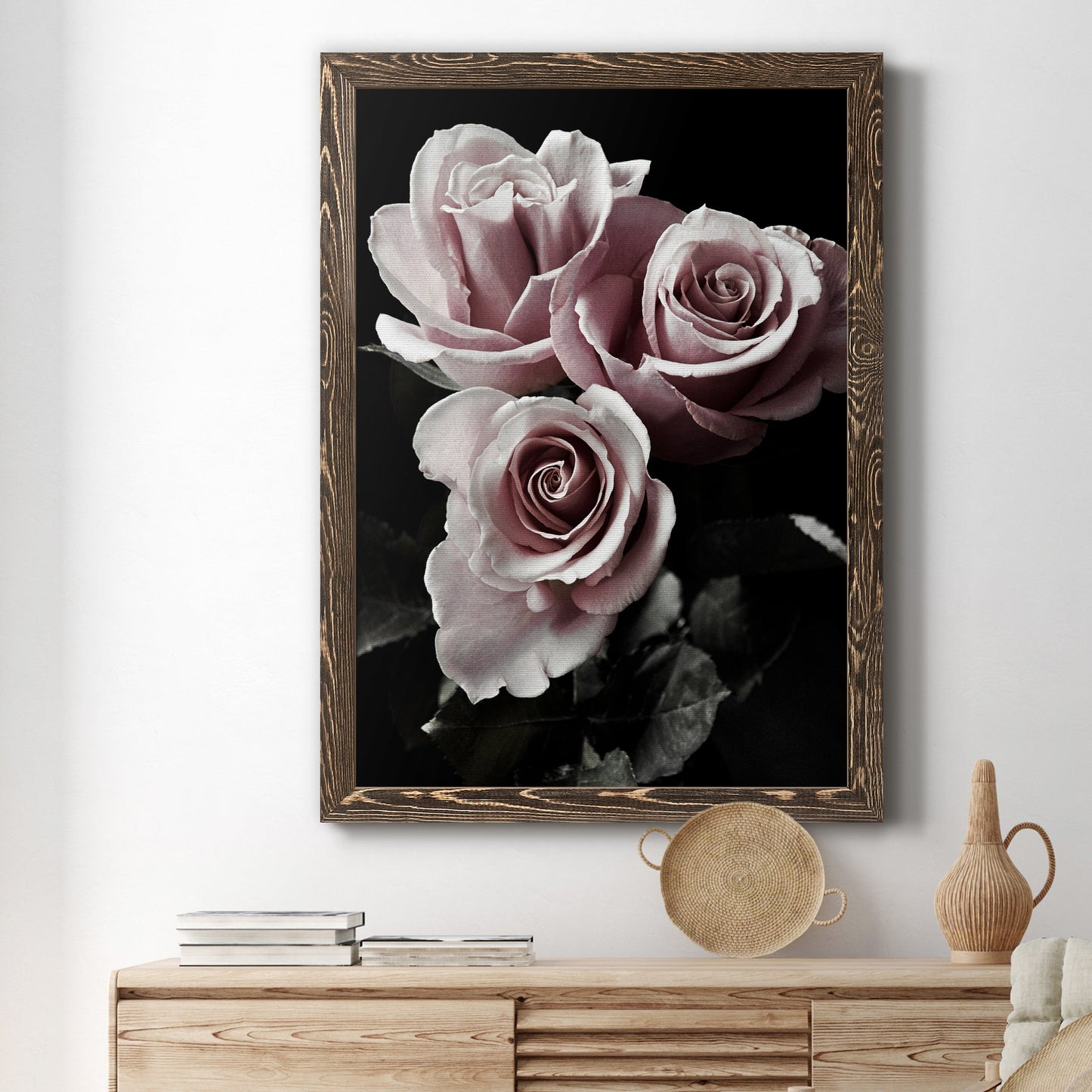 Rose Noir I - Barnwood Framed Canvas Print