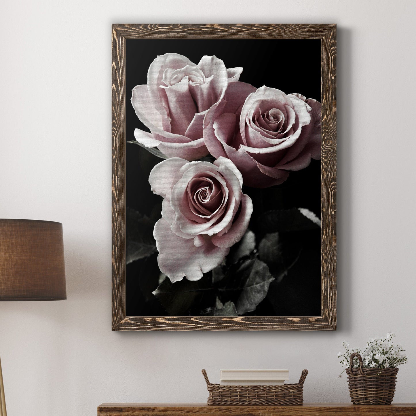 Rose Noir I - Barnwood Framed Canvas Print