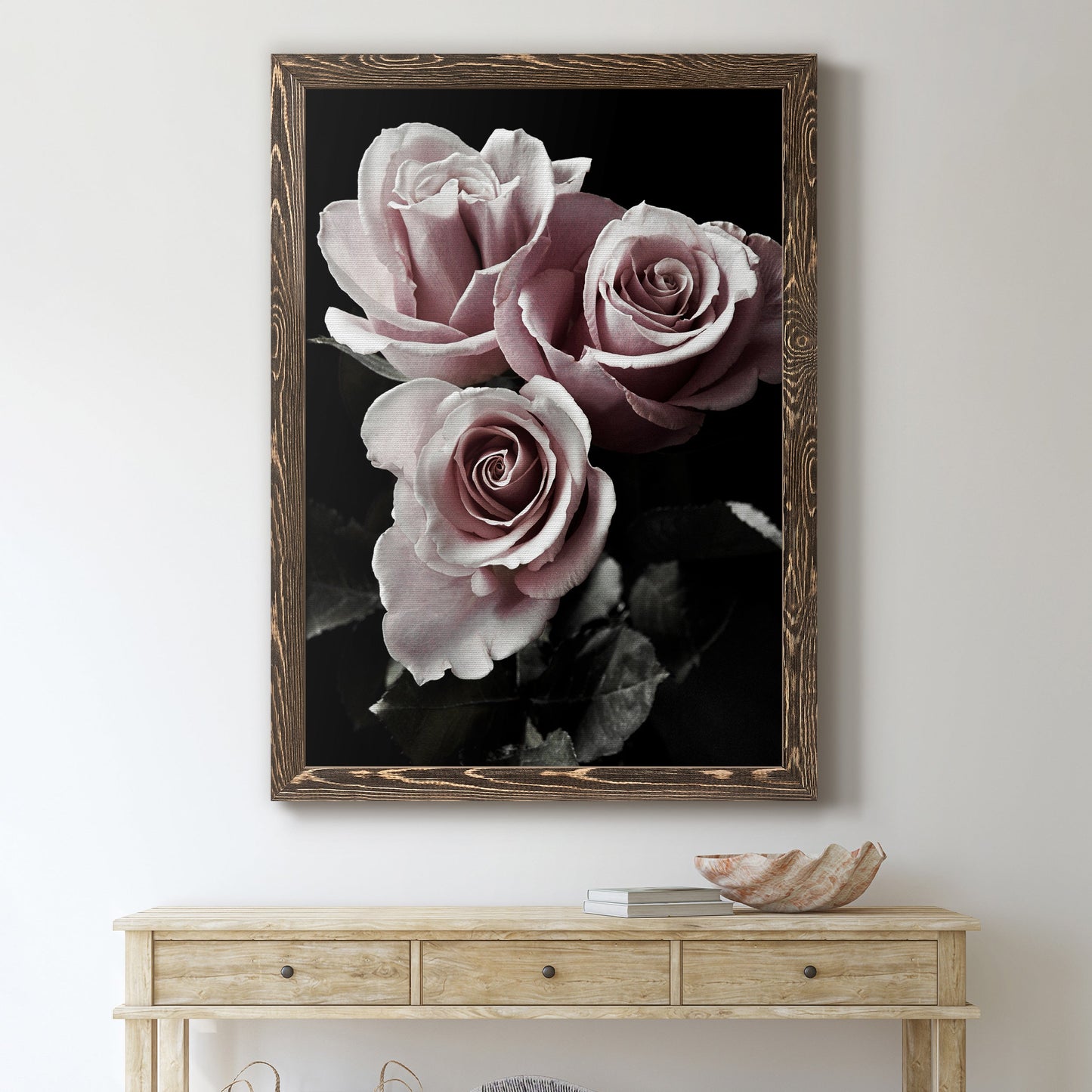 Rose Noir I - Barnwood Framed Canvas Print