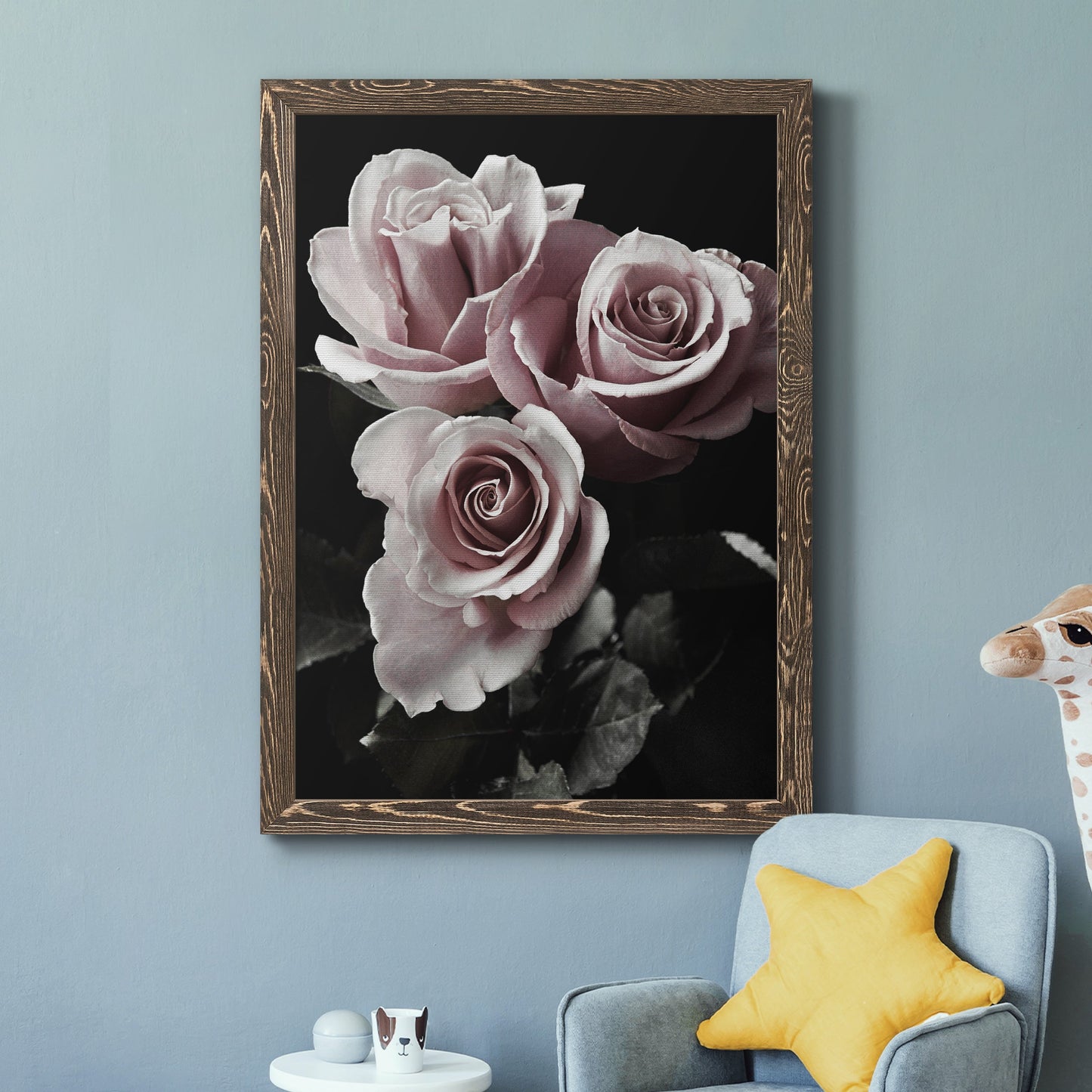 Rose Noir I - Barnwood Framed Canvas Print