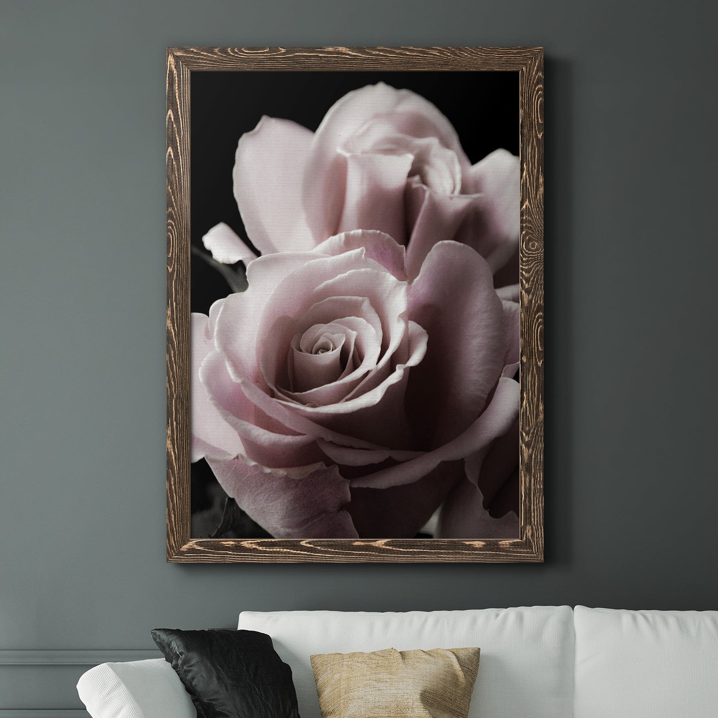 Rose Noir II - Barnwood Framed Canvas Print