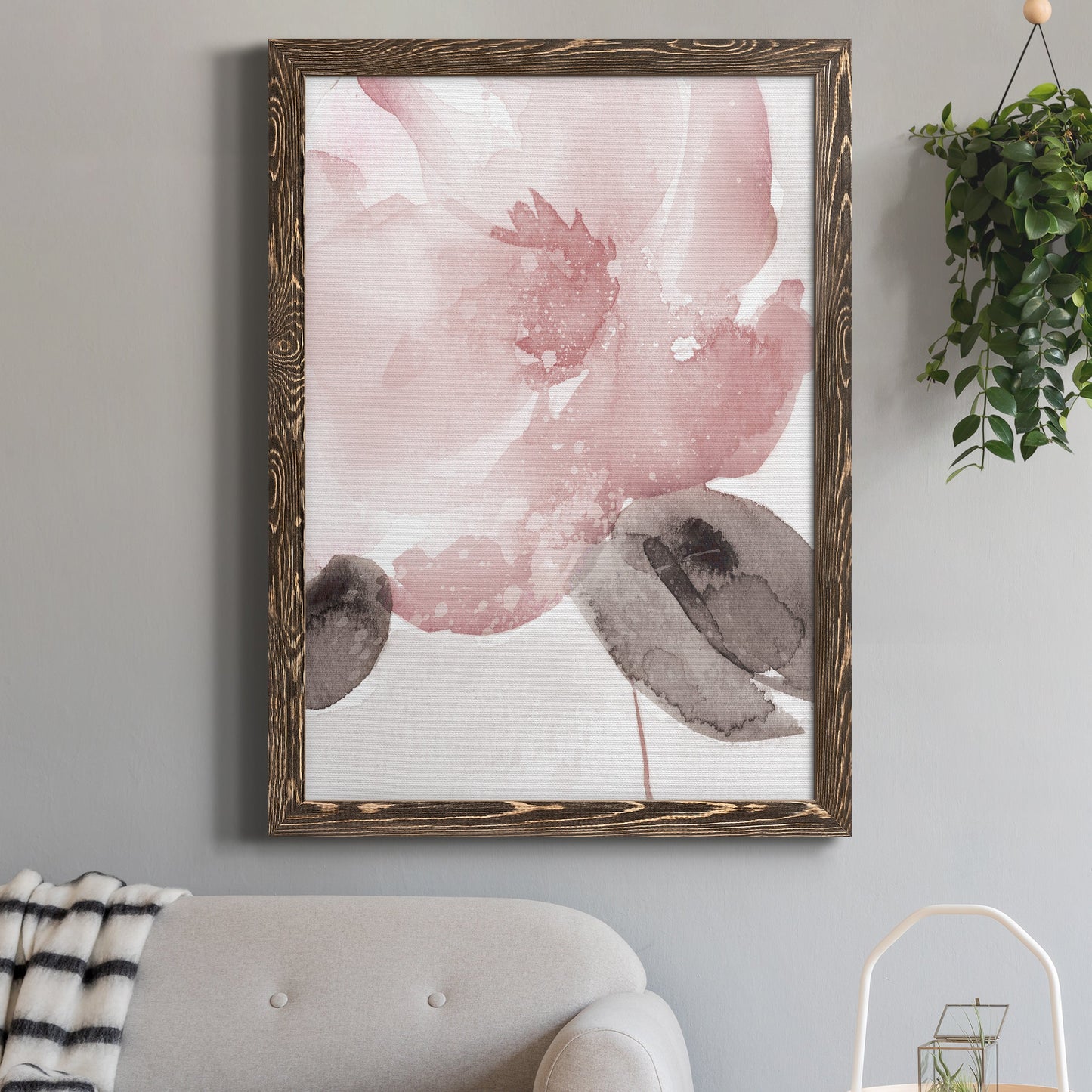 Blush Bloom I - Barnwood Framed Canvas Print