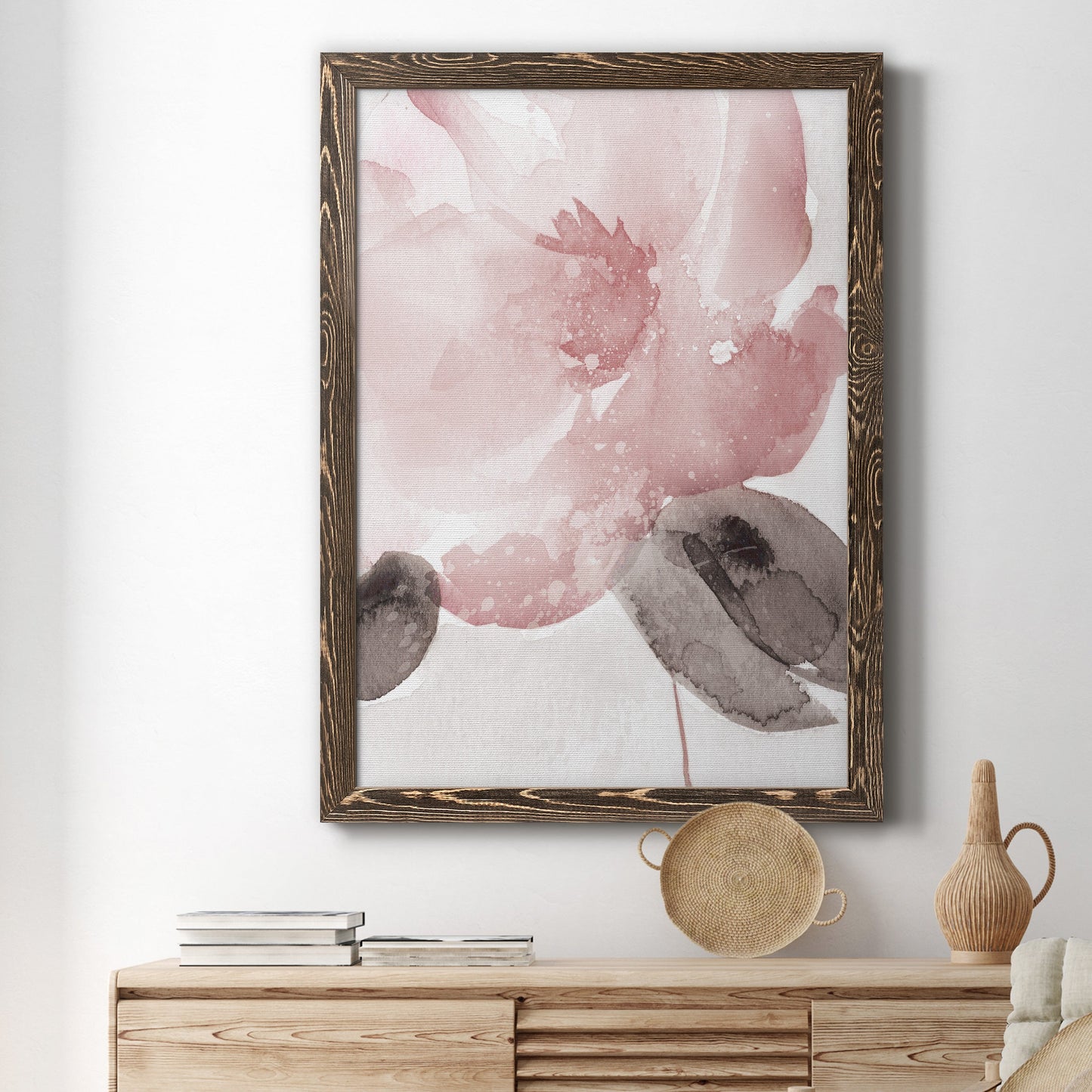 Blush Bloom I - Barnwood Framed Canvas Print