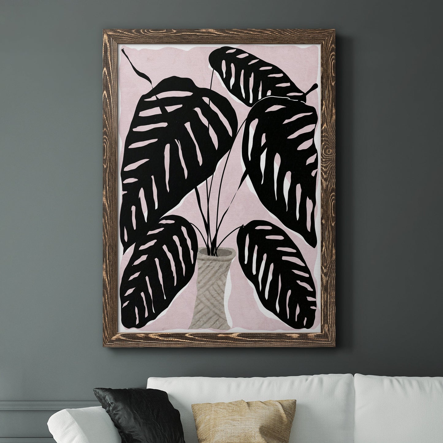 Potted Plant I - Barnwood Framed Canvas Print