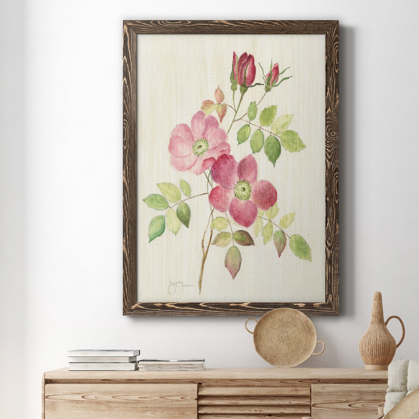 Dusty Rose I - Barnwood Framed Canvas Print