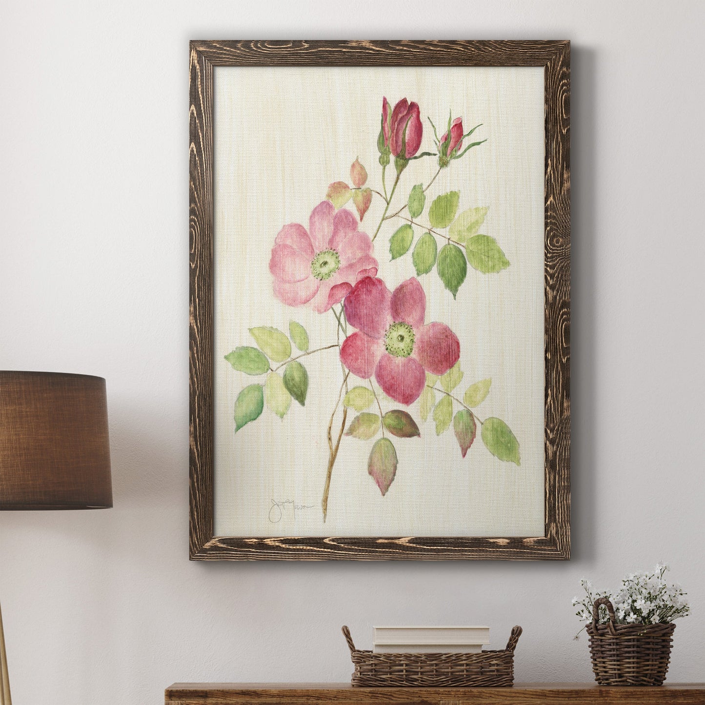 Dusty Rose I - Barnwood Framed Canvas Print