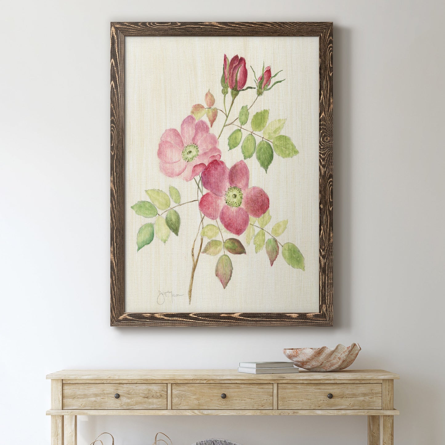 Dusty Rose I - Barnwood Framed Canvas Print
