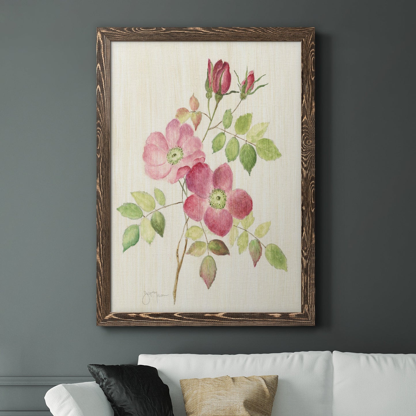 Dusty Rose I - Barnwood Framed Canvas Print