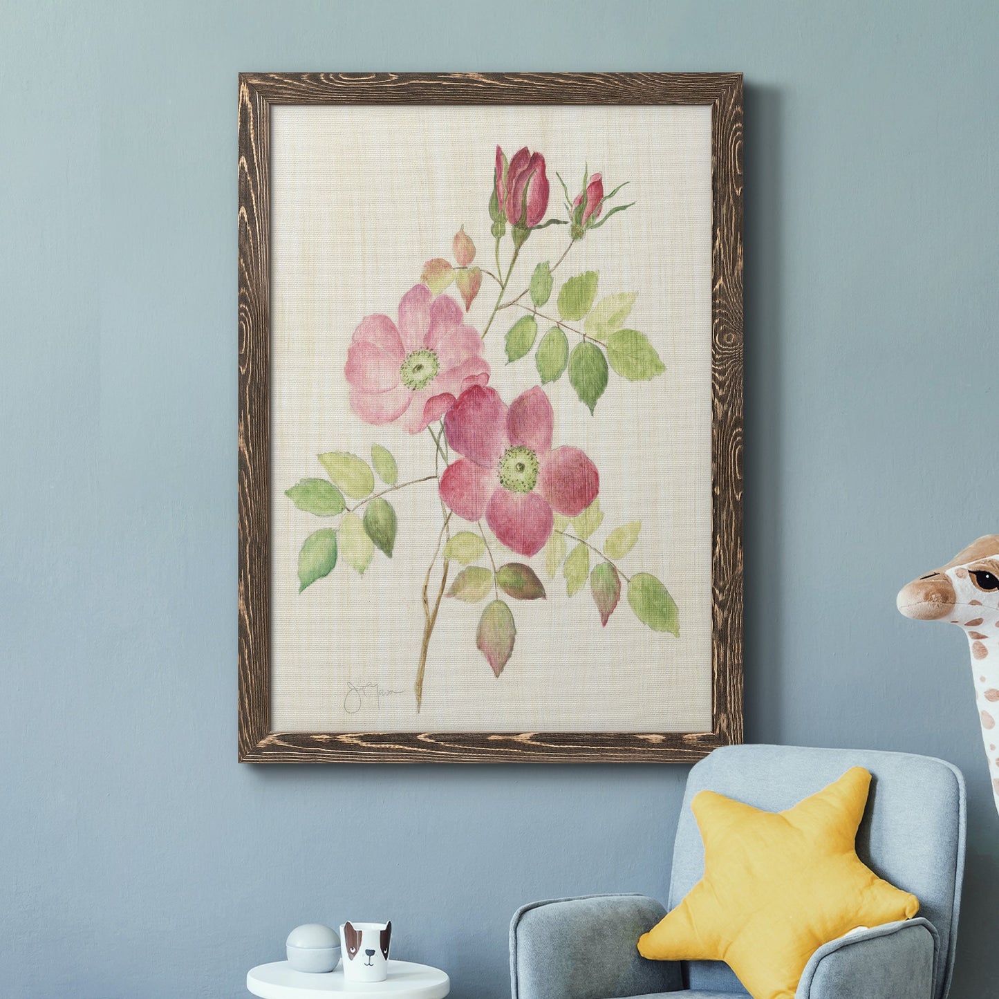 Dusty Rose I - Barnwood Framed Canvas Print