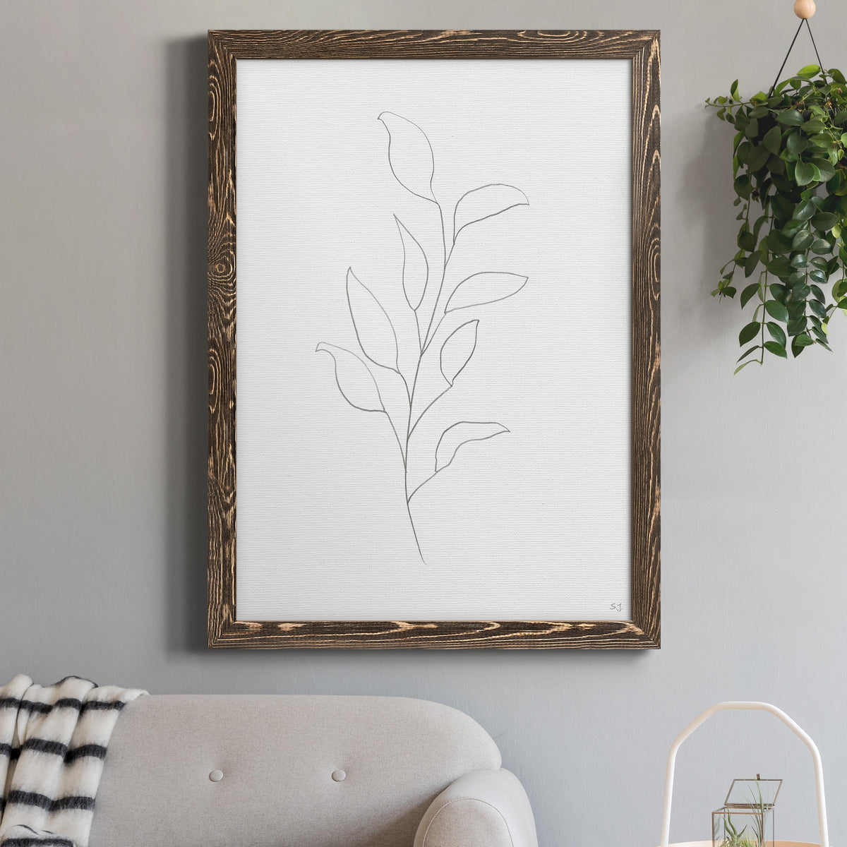 Botanical Gesture VI - Barnwood Framed Canvas Print