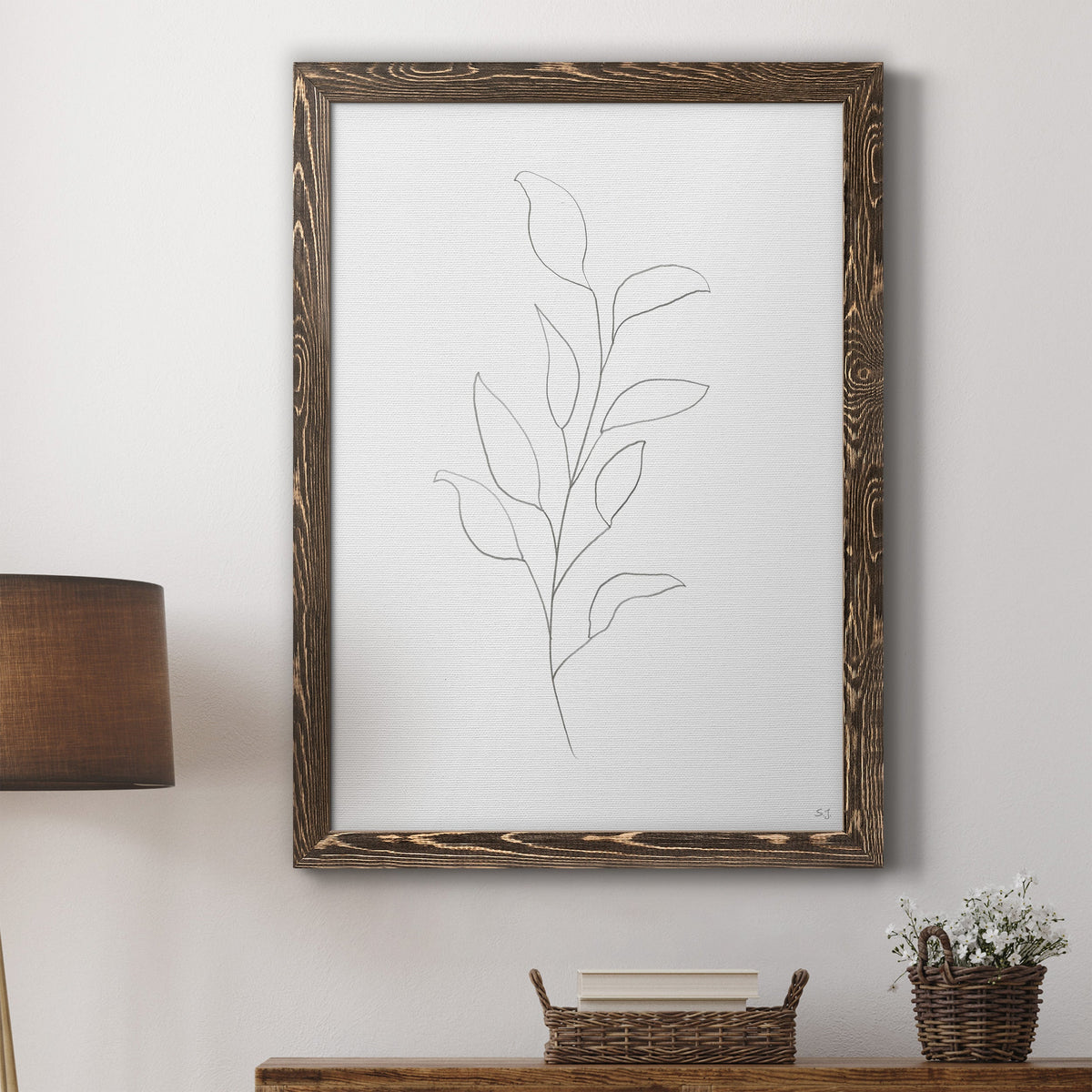 Botanical Gesture VI - Barnwood Framed Canvas Print
