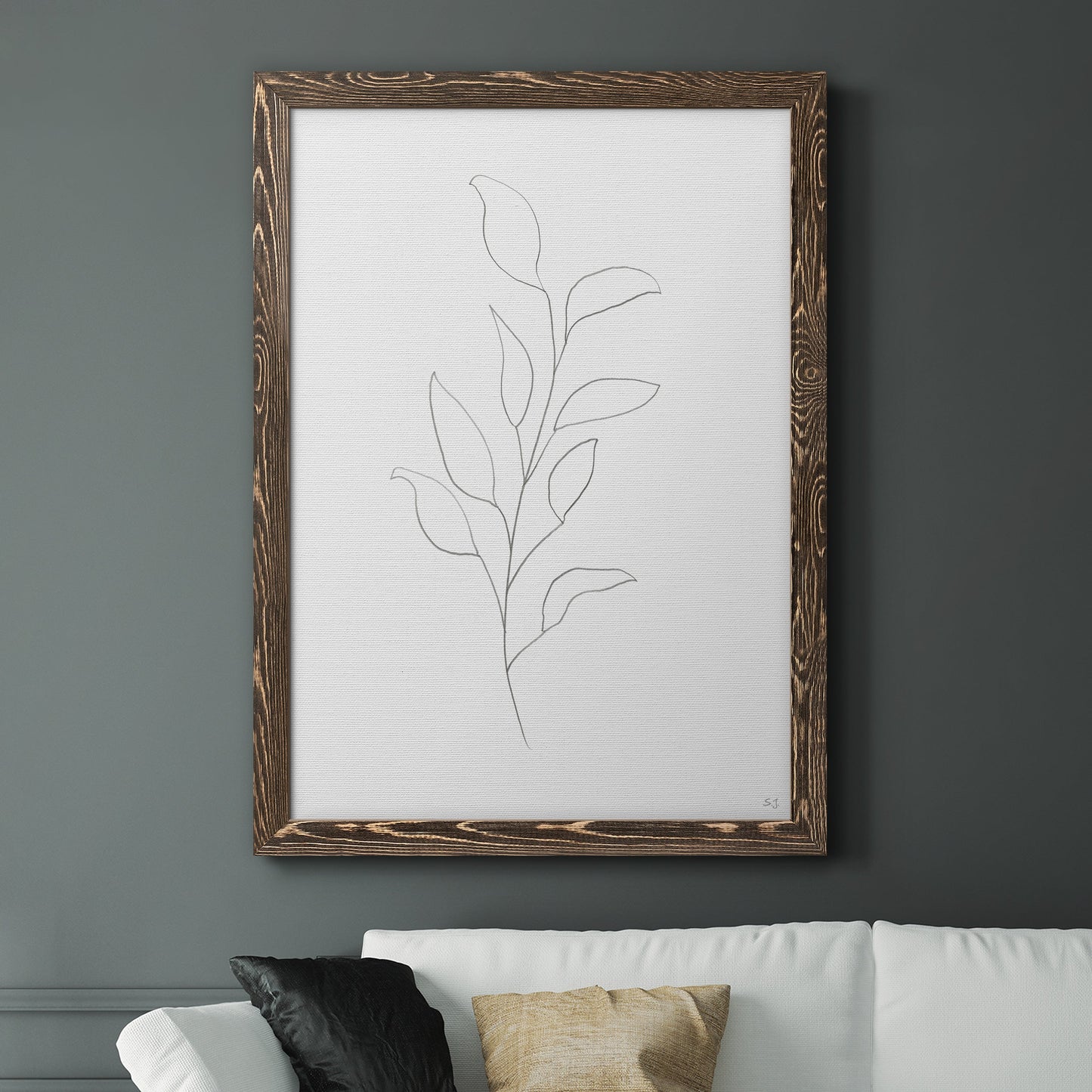 Botanical Gesture VI - Barnwood Framed Canvas Print