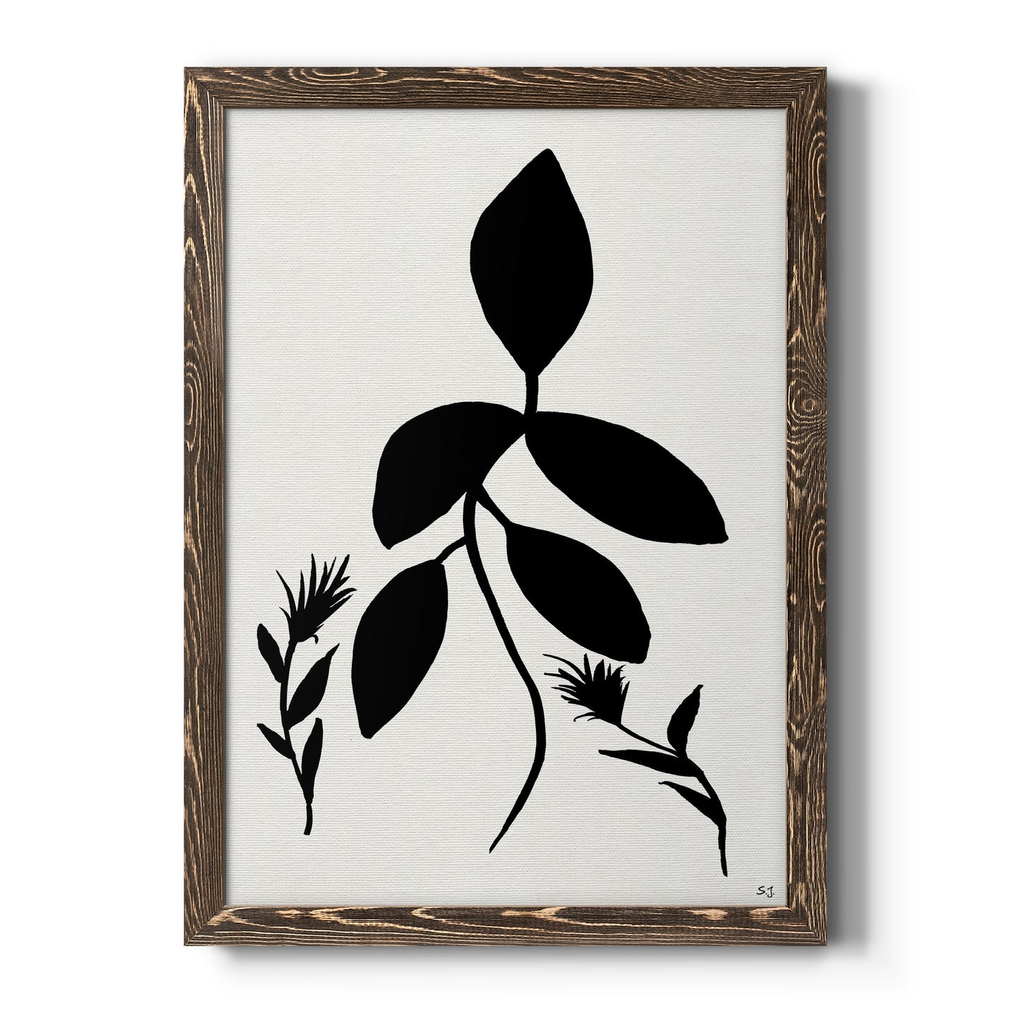 Silhouette Garden I - Barnwood Framed Canvas Print