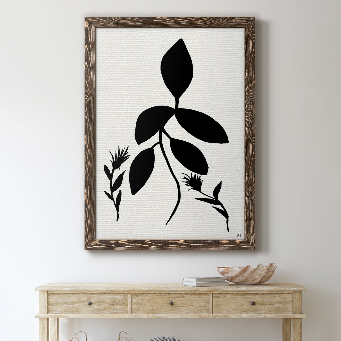 Silhouette Garden I - Barnwood Framed Canvas Print