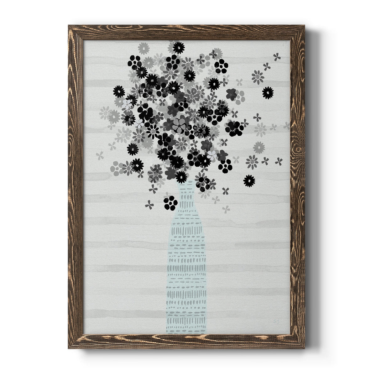 Bouquet of Black & White - Barnwood Framed Canvas Print