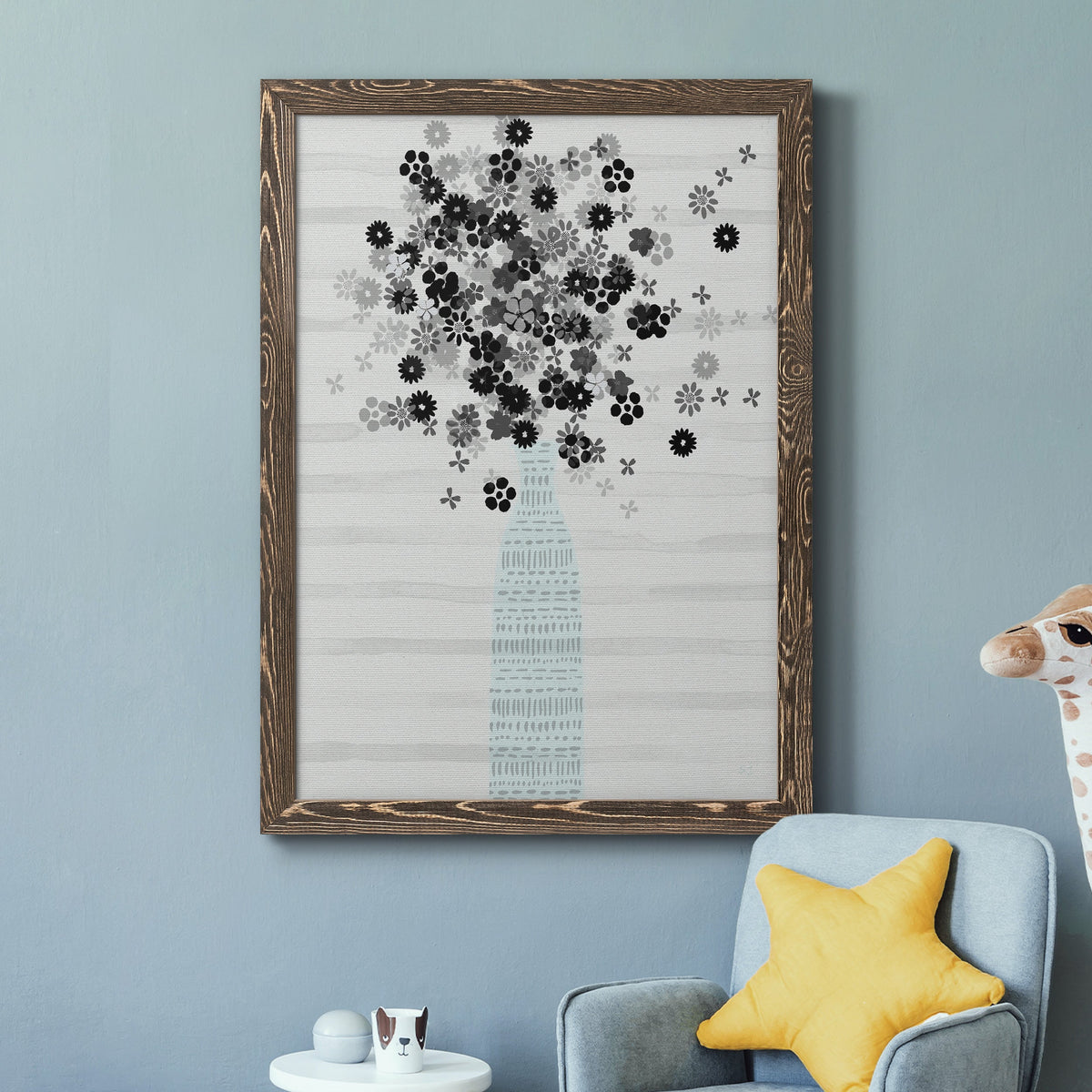 Bouquet of Black & White - Barnwood Framed Canvas Print