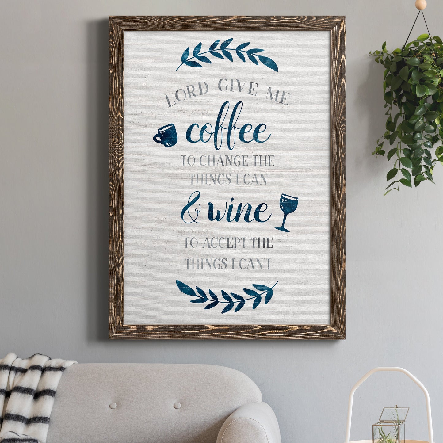 Coffee & Wine - Barnwood Framed Canvas Print