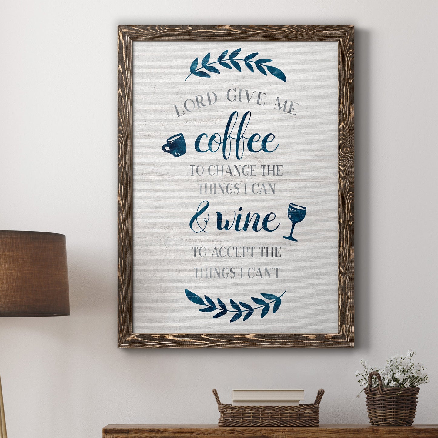 Coffee & Wine - Barnwood Framed Canvas Print