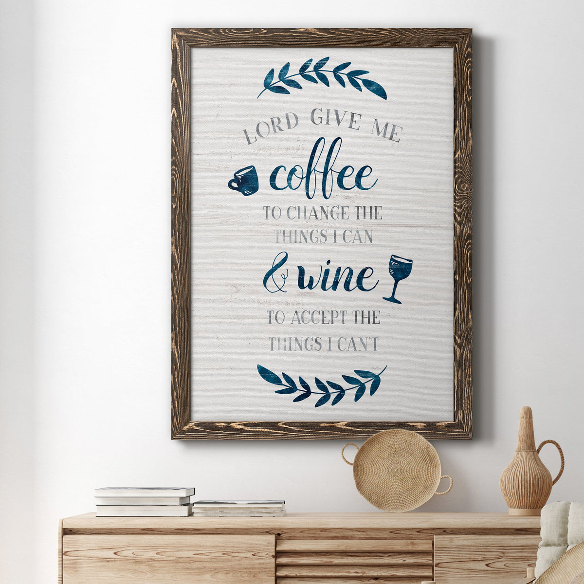 Coffee & Wine - Barnwood Framed Canvas Print