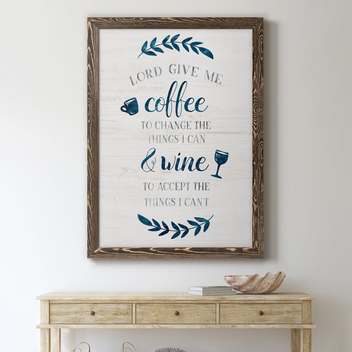 Coffee & Wine - Barnwood Framed Canvas Print