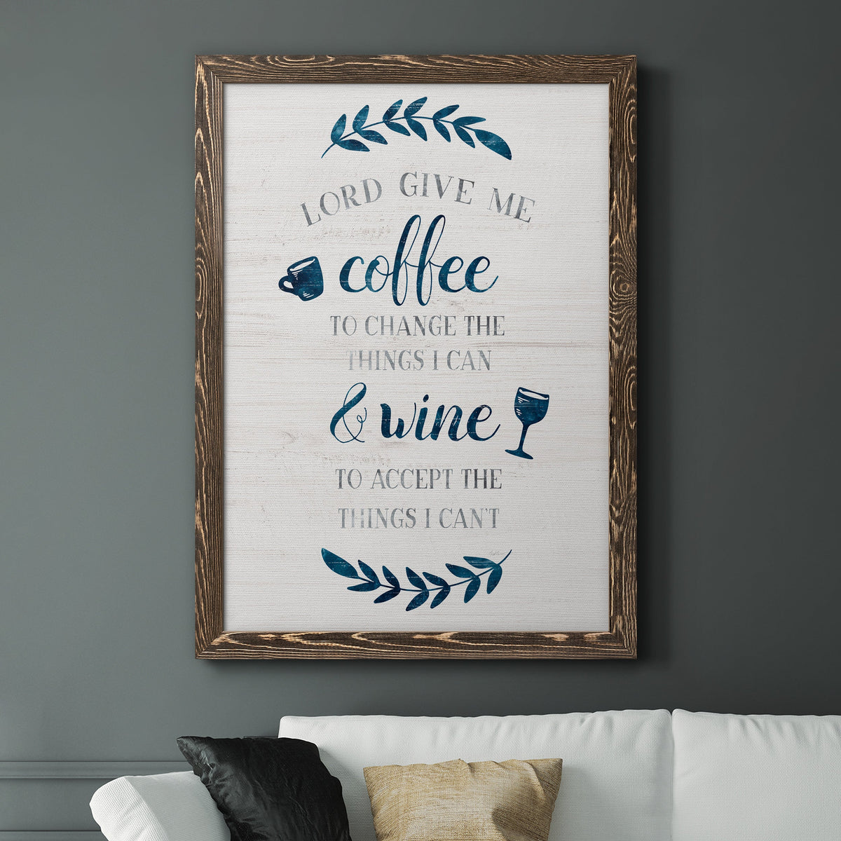 Coffee & Wine - Barnwood Framed Canvas Print