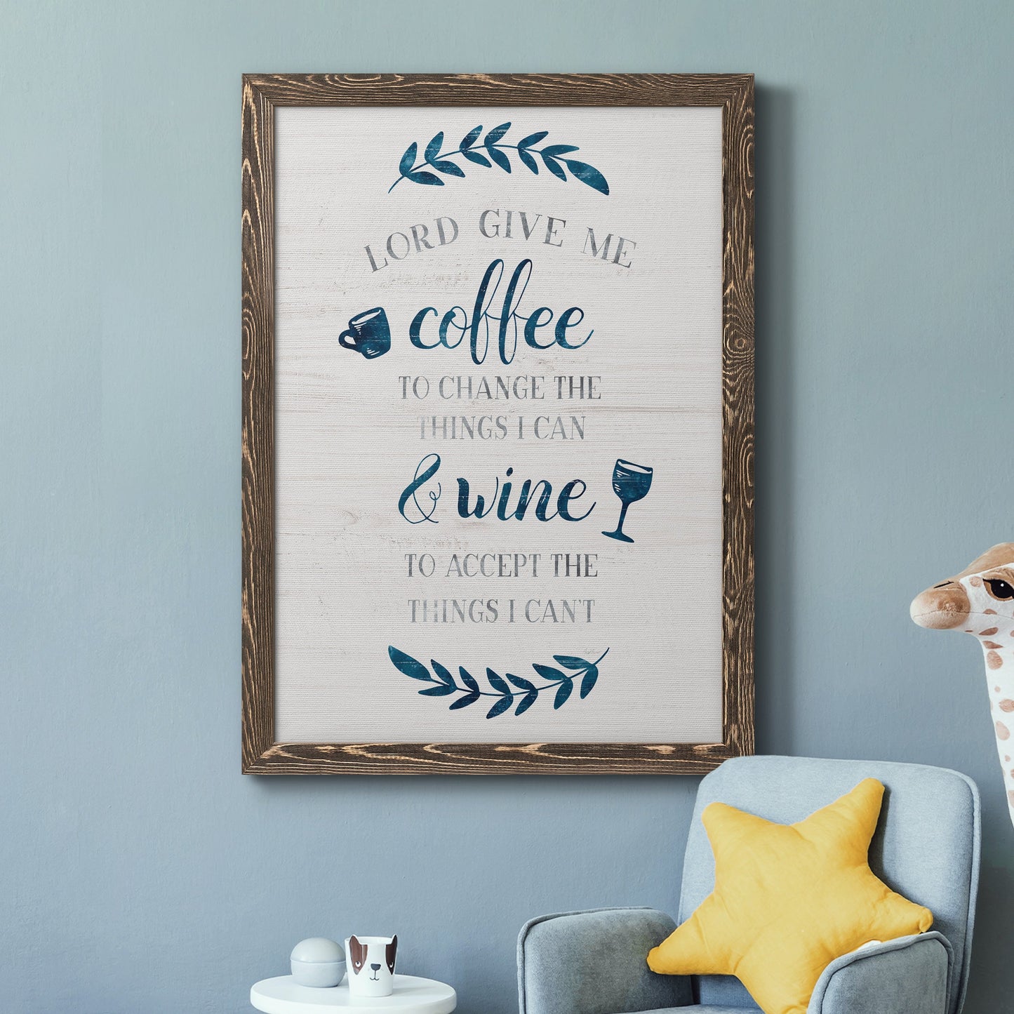 Coffee & Wine - Barnwood Framed Canvas Print