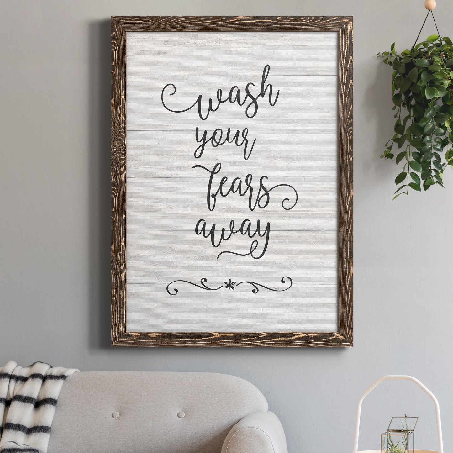 Wash Fears - Barnwood Framed Canvas Print