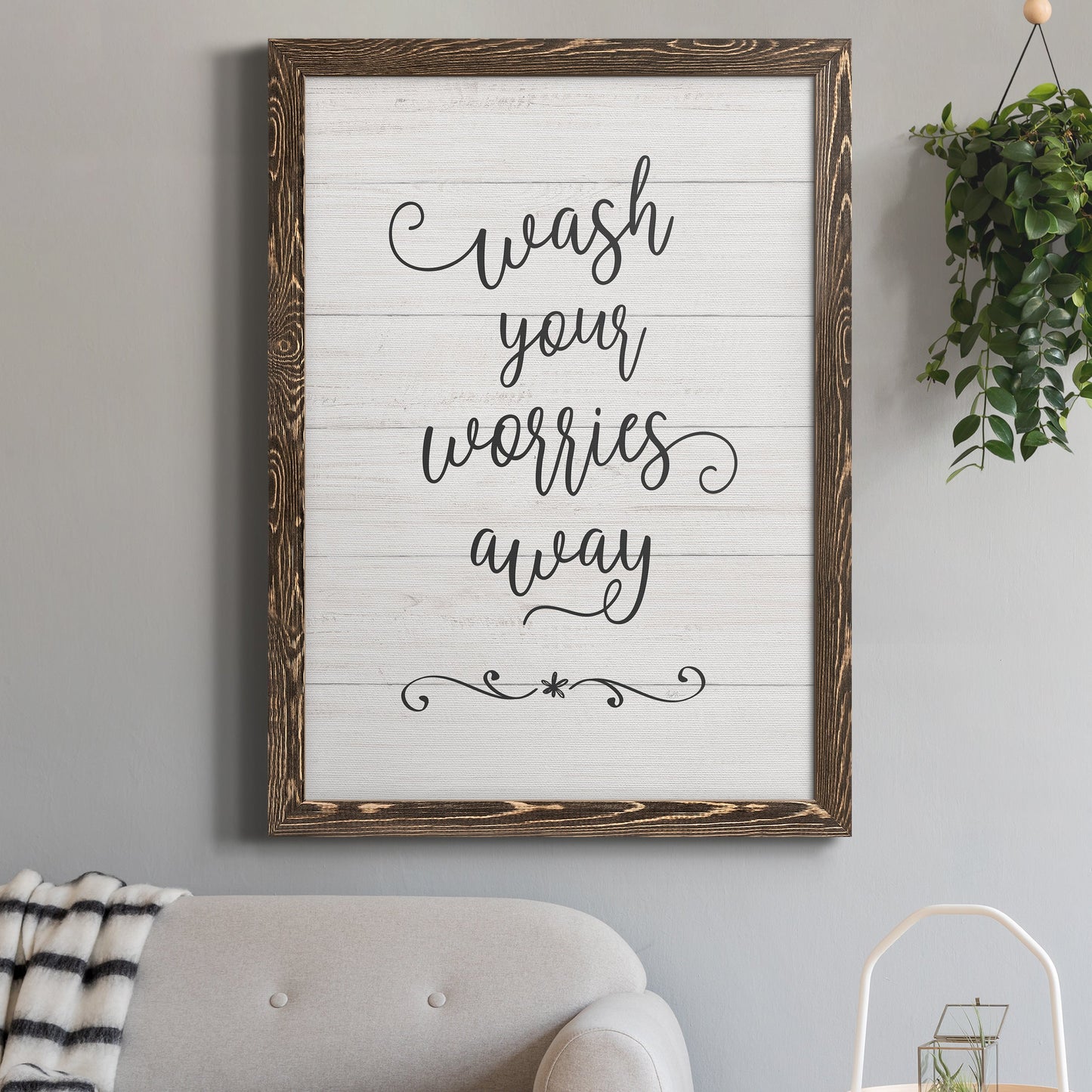 Wash Worries - Barnwood Framed Canvas Print