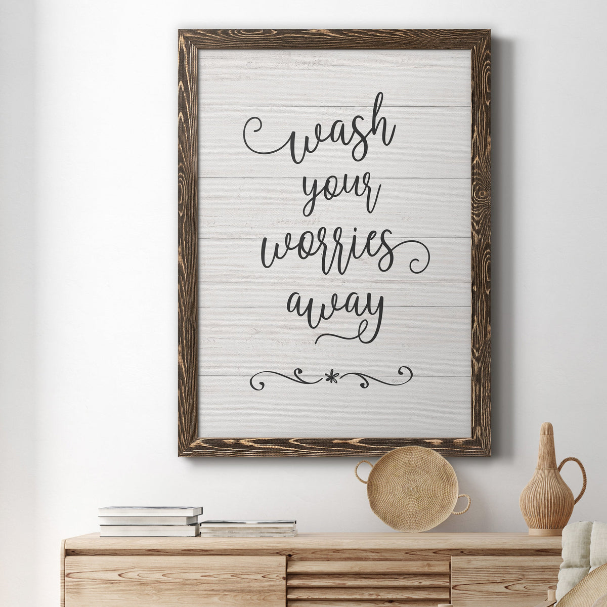 Wash Worries - Barnwood Framed Canvas Print