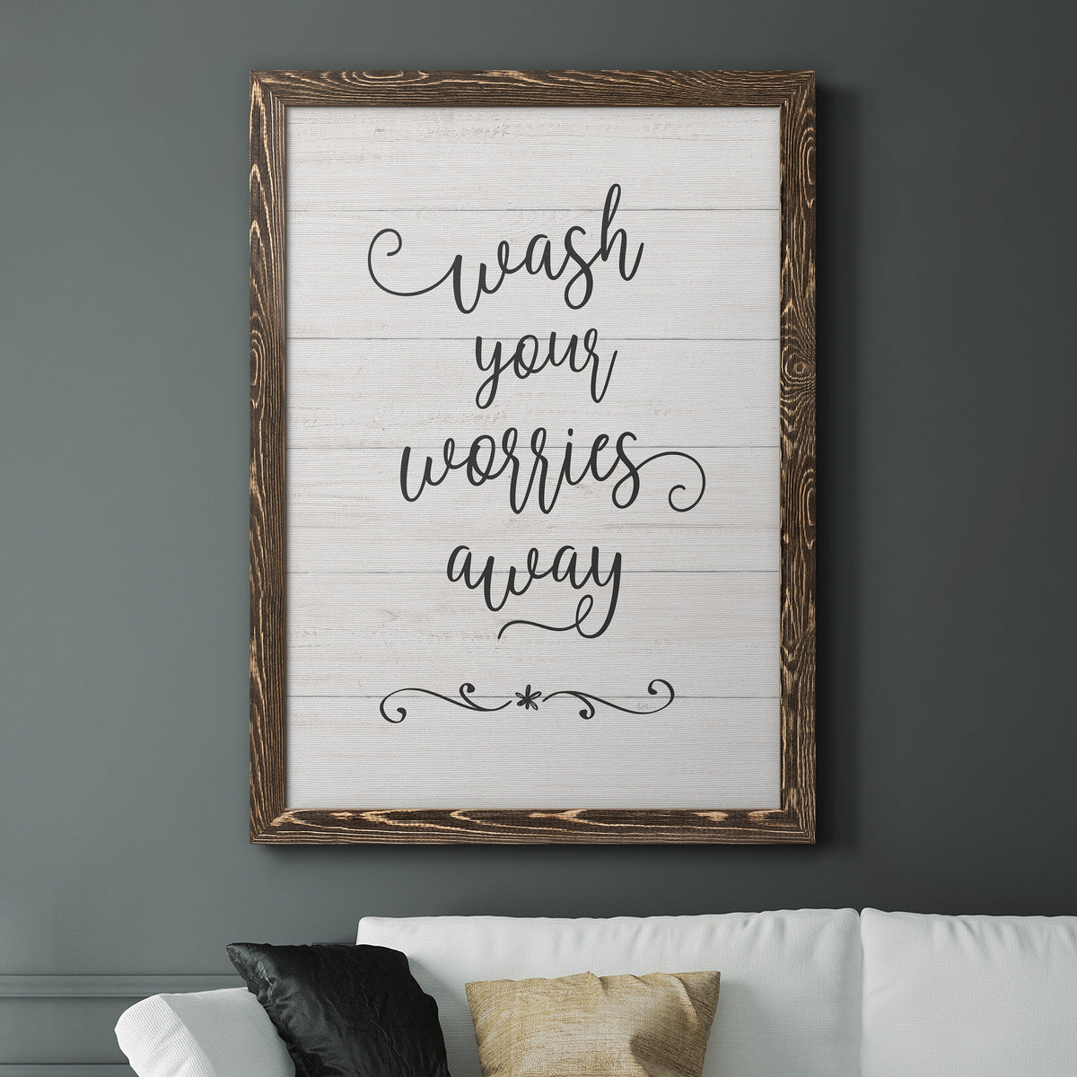 Wash Worries - Barnwood Framed Canvas Print