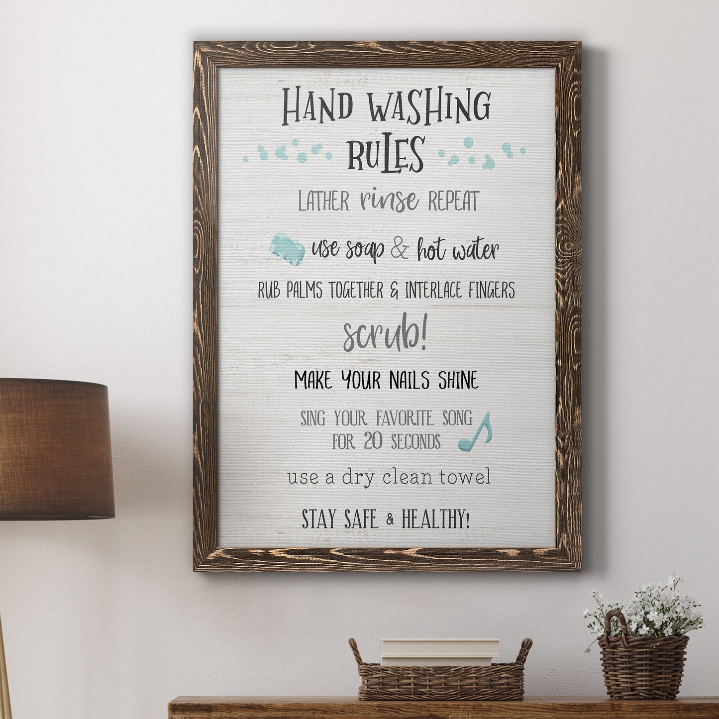 Stay Safe Rules - Barnwood Framed Canvas Print