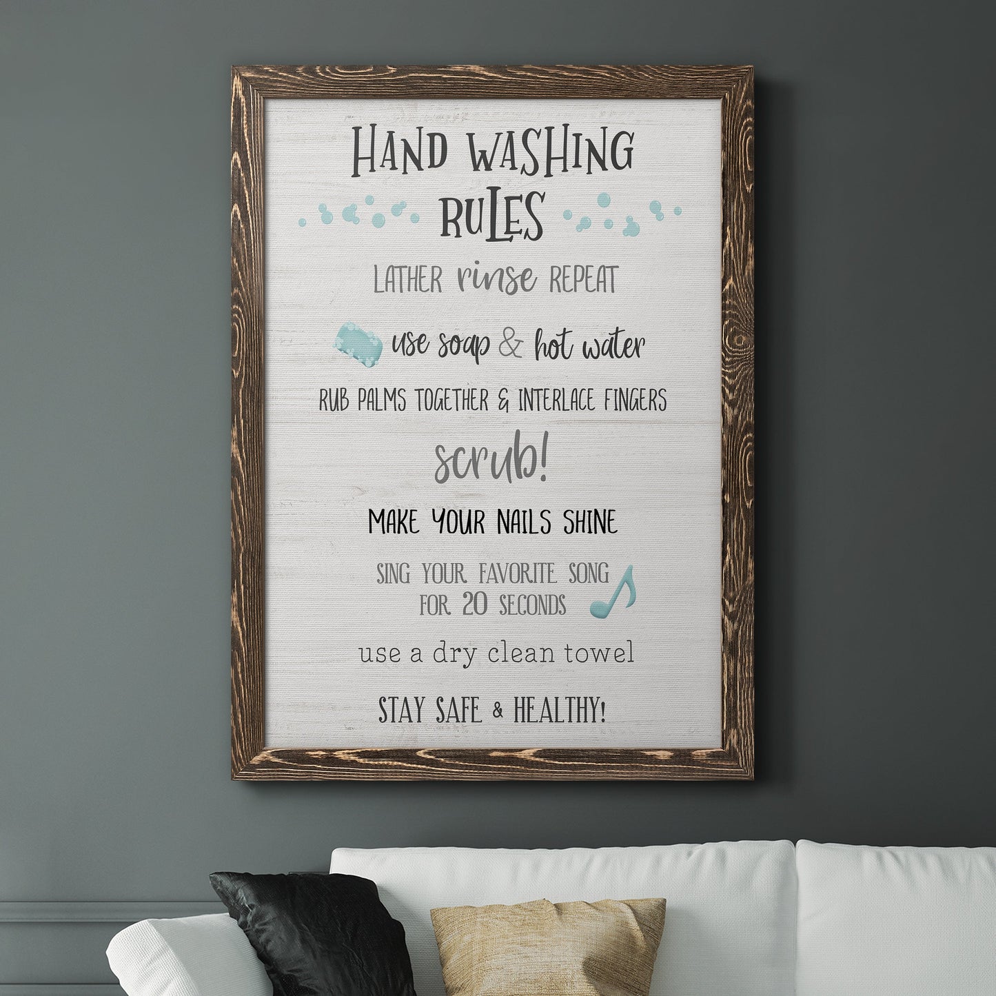 Stay Safe Rules - Barnwood Framed Canvas Print