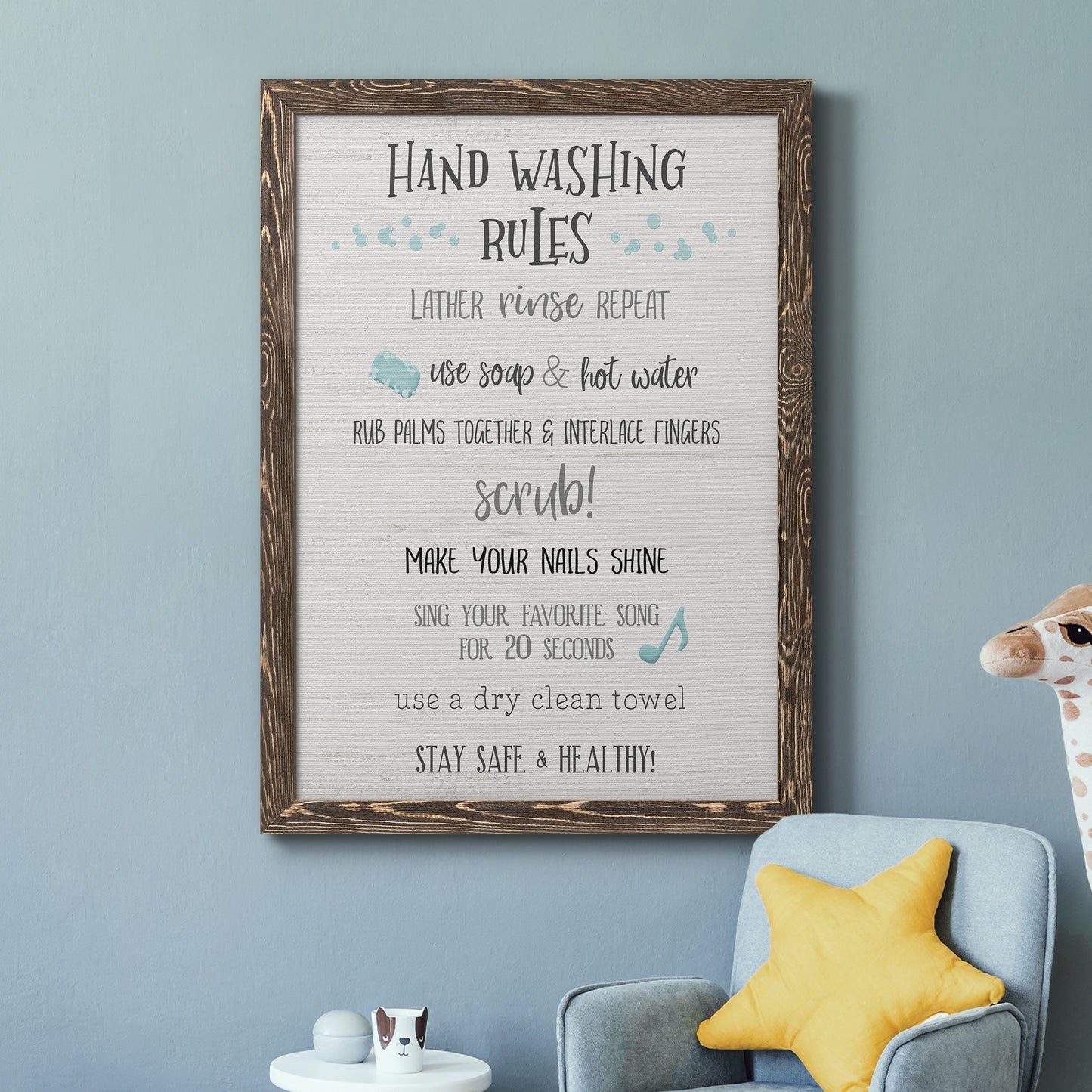 Stay Safe Rules - Barnwood Framed Canvas Print