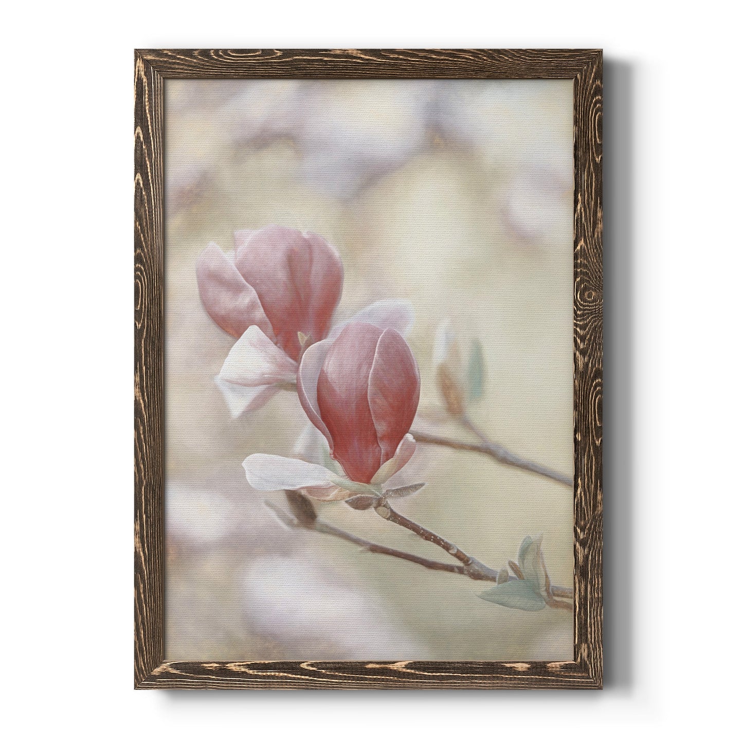 Blooming Hearts - Barnwood Framed Canvas Print