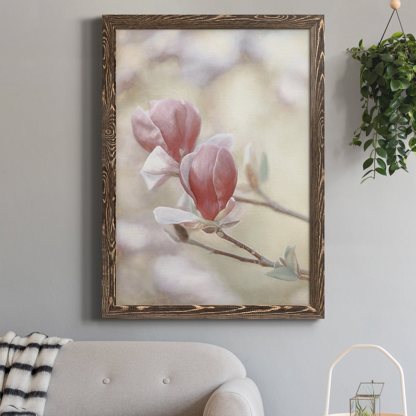Blooming Hearts - Barnwood Framed Canvas Print