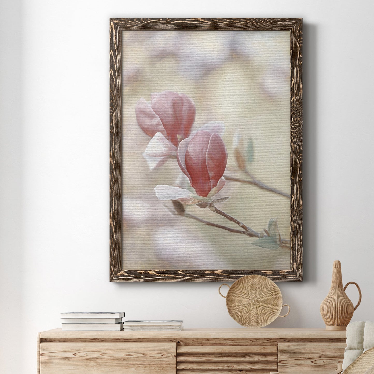 Blooming Hearts - Barnwood Framed Canvas Print
