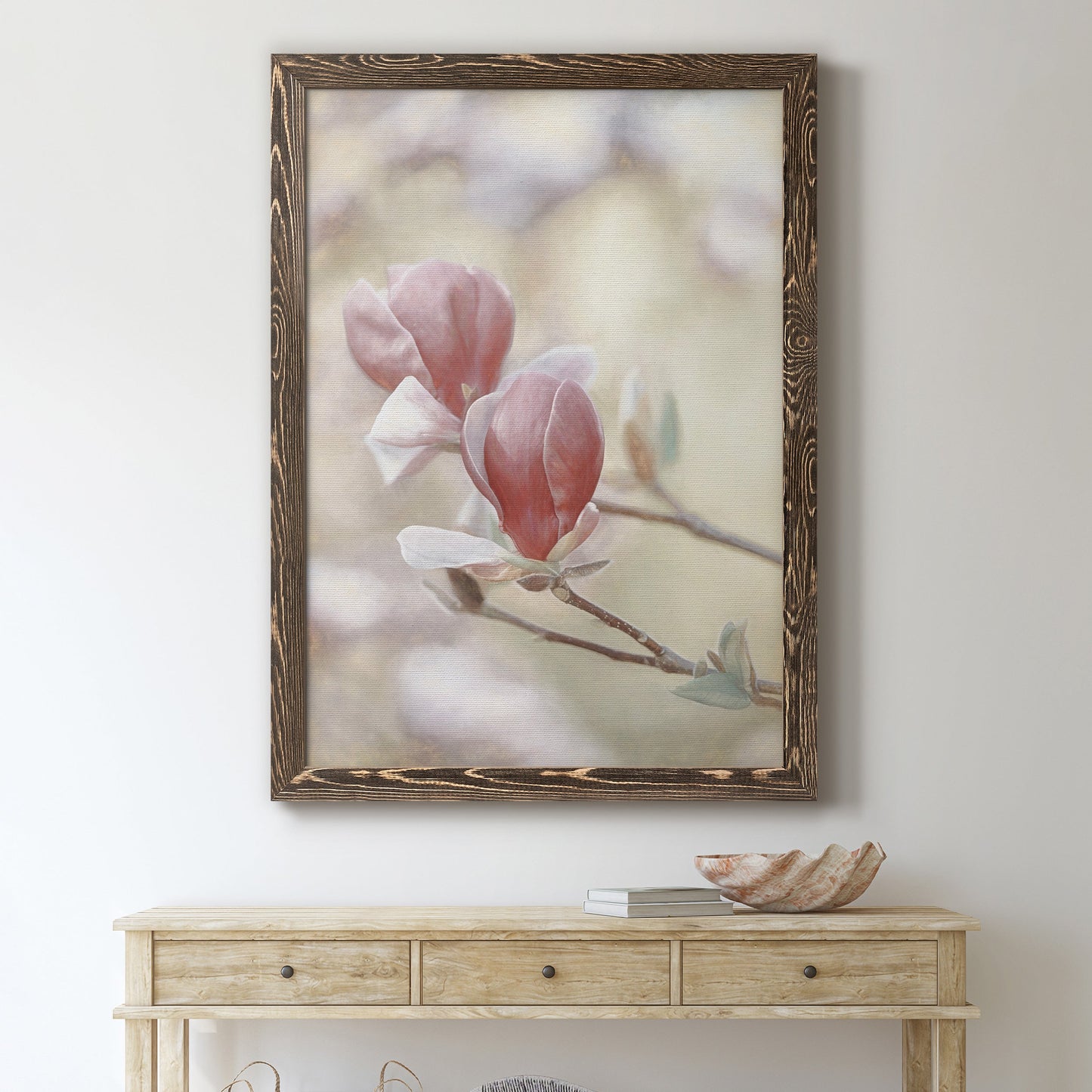 Blooming Hearts - Barnwood Framed Canvas Print