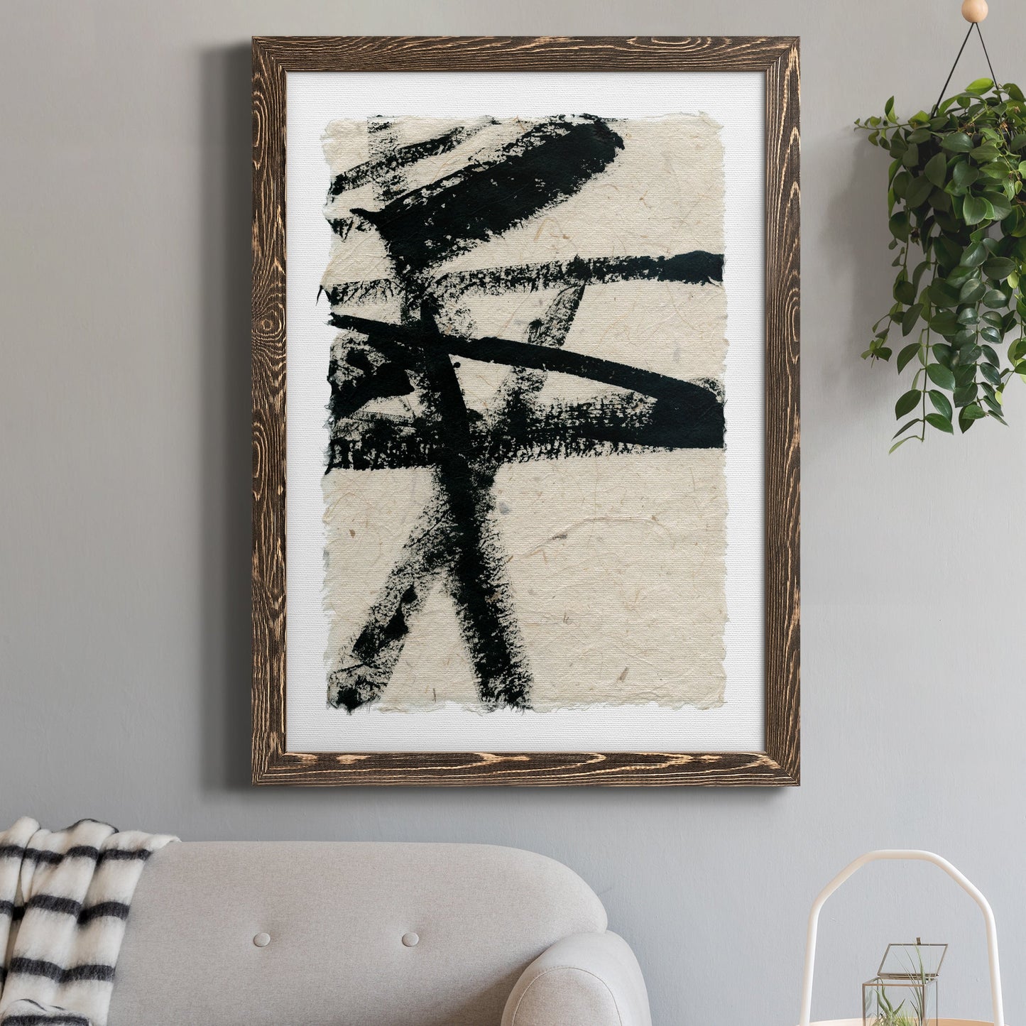 Lines Crossed III - Barnwood Framed Canvas Print