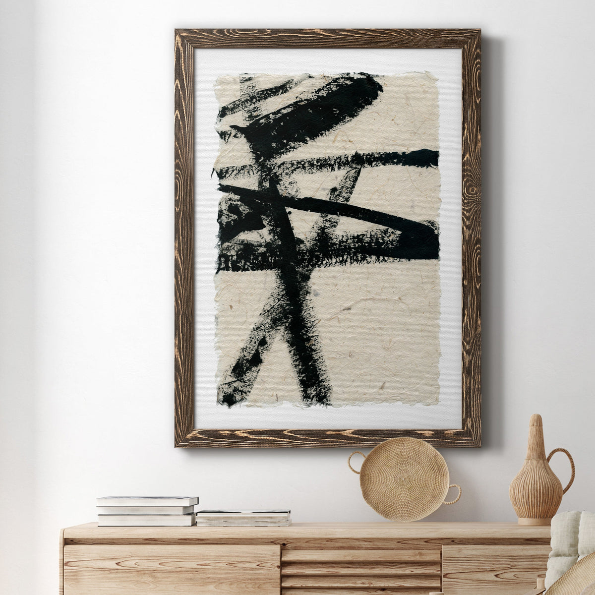 Lines Crossed III - Barnwood Framed Canvas Print