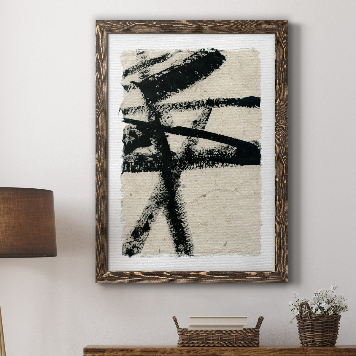 Lines Crossed III - Barnwood Framed Canvas Print