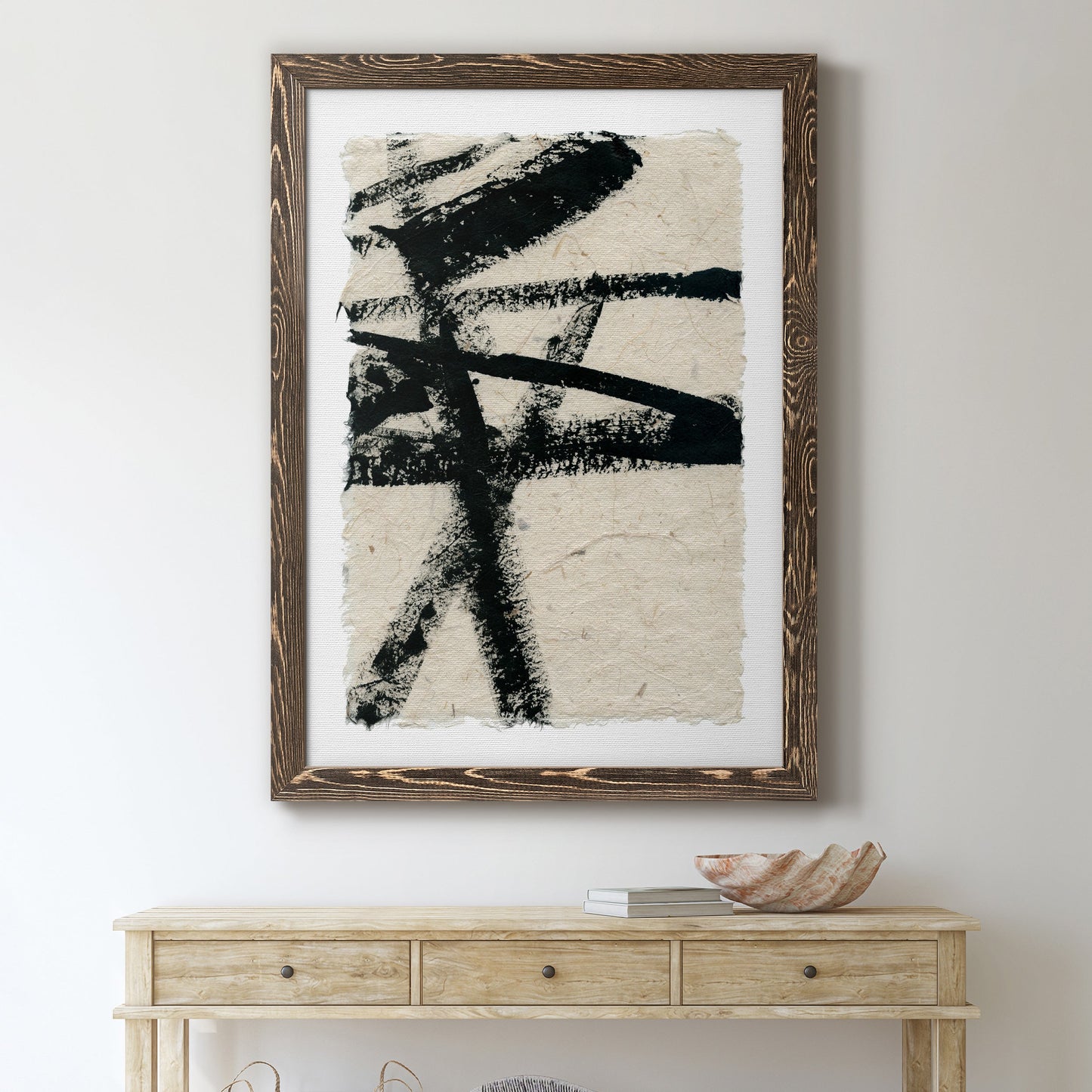 Lines Crossed III - Barnwood Framed Canvas Print